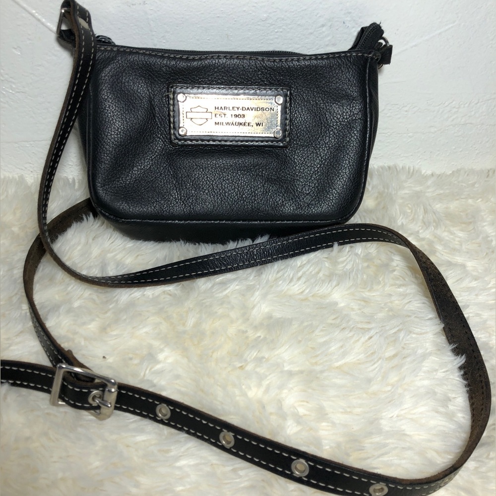 Harley-Davidson Black Leather Crossbody Bag